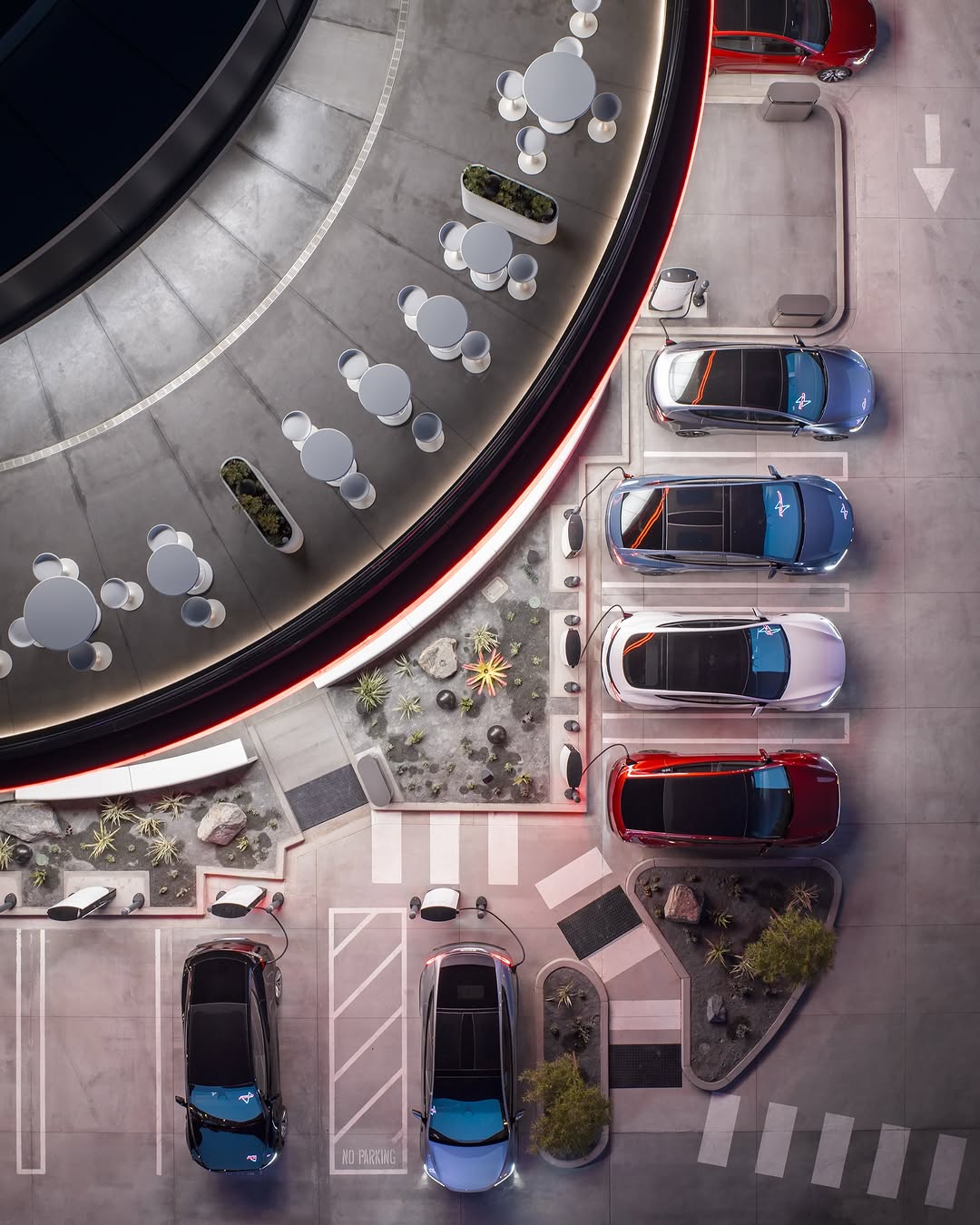 特斯拉餐厅在好莱坞正式开业！一家复古未来风格的餐厅和充电体验融为一体 80个V4超级充电桩对所有支持NACS接口的电动汽车开放，使其成为世界上最大的城市超级充电站 您可以通过车辆的触摸屏提前下单或到达时下单，并将餐点送至您的驾驶侧车窗——或者进来挑选 我们也有娱乐项目——两块巨型屏幕播放电影和特别节目 来我们的Skypad用餐并放松一下……或者在您的特斯拉车内舒适地观看（通过特斯拉餐厅应用观看，您也可以在其中查看电影时间表） 还可以购买一些独家商品，让您的朋友羡慕不已 我们那里见！ @teslamotors