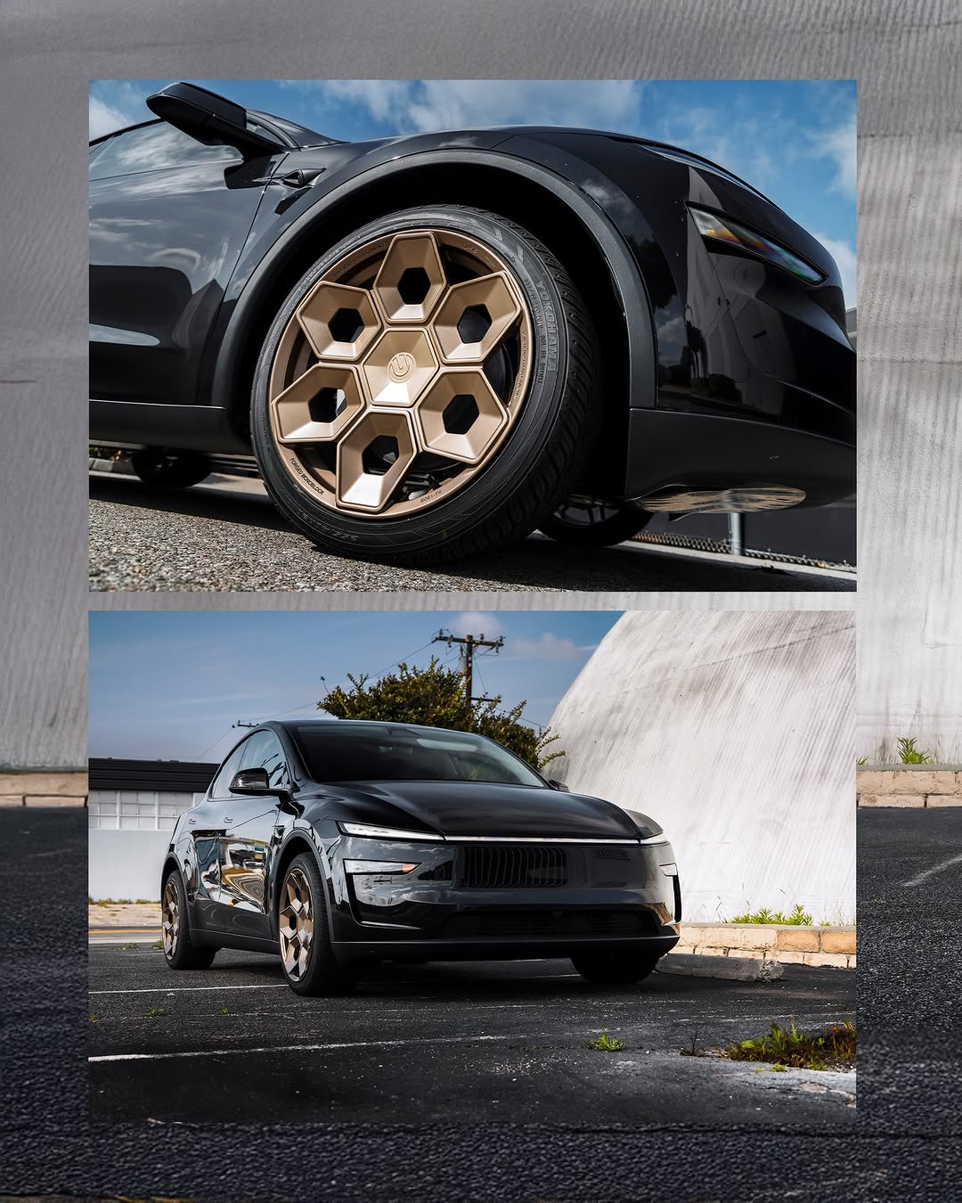 用UP Forged CYBRHEX为你的Model Y增添粗犷的性能和未来感设计。了解更多详情，请访问我们的网站。 🛰️ @unpluggedperformance