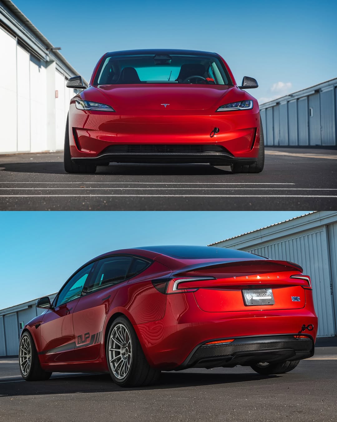 2024+ 特斯拉 Model 3 的签名碳纤维空气动力套件将四个关键碳部件：前唇盖板、高效尾翼、空气动力学后视镜盖和后扩散器饰条整合为一个统一的升级套件。每一件都采用真正的预浸料热压罐碳纤维制造，并通过我们专有的干碳-凯夫拉背层进行加固，与常见的湿法工艺相比，实现了出色的刚度重量比和耐用性。结果是一个更轻、更强的套装，安装整洁，并与特斯拉的设计语言相辅相成。 @unpluggedperformance