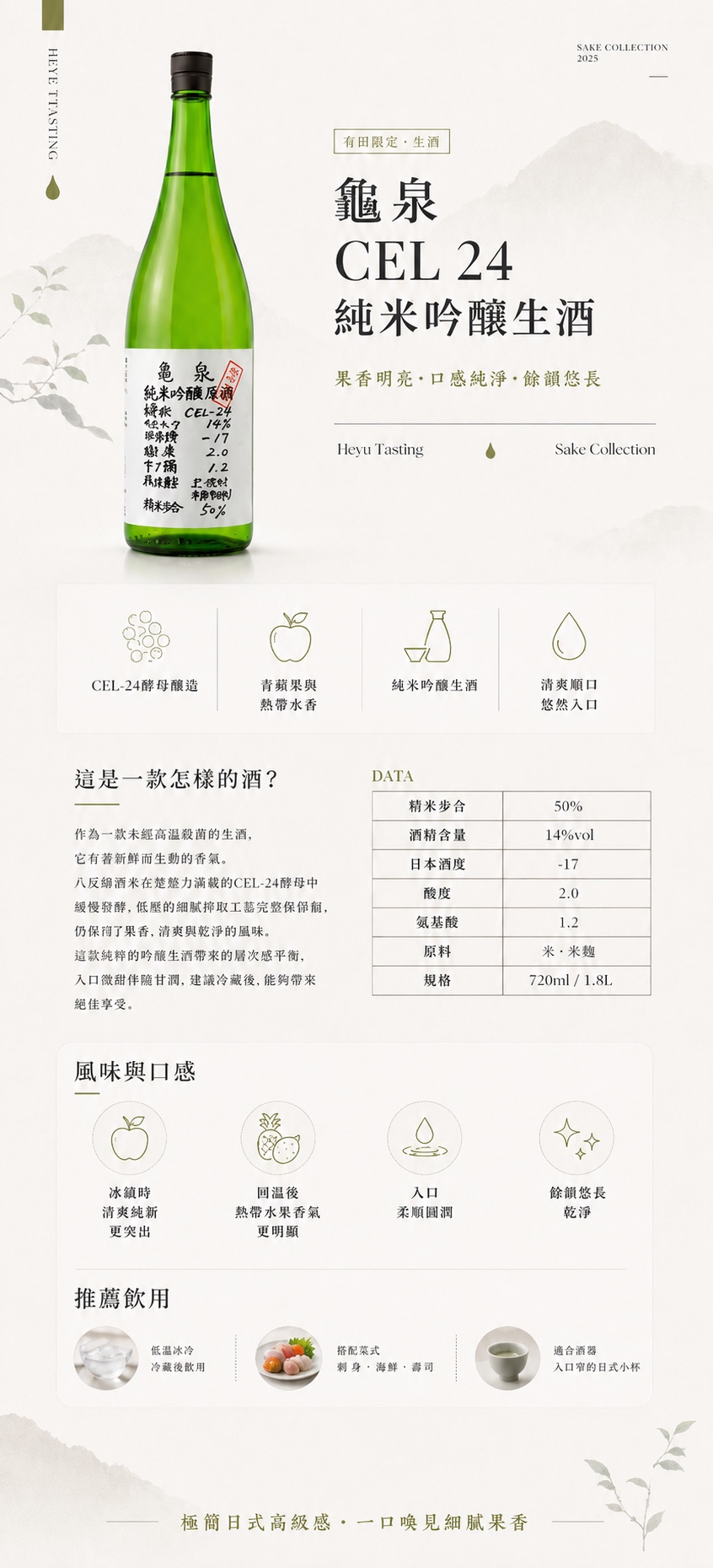龟泉 CEL-24 纯米吟酿生酒 详情图1