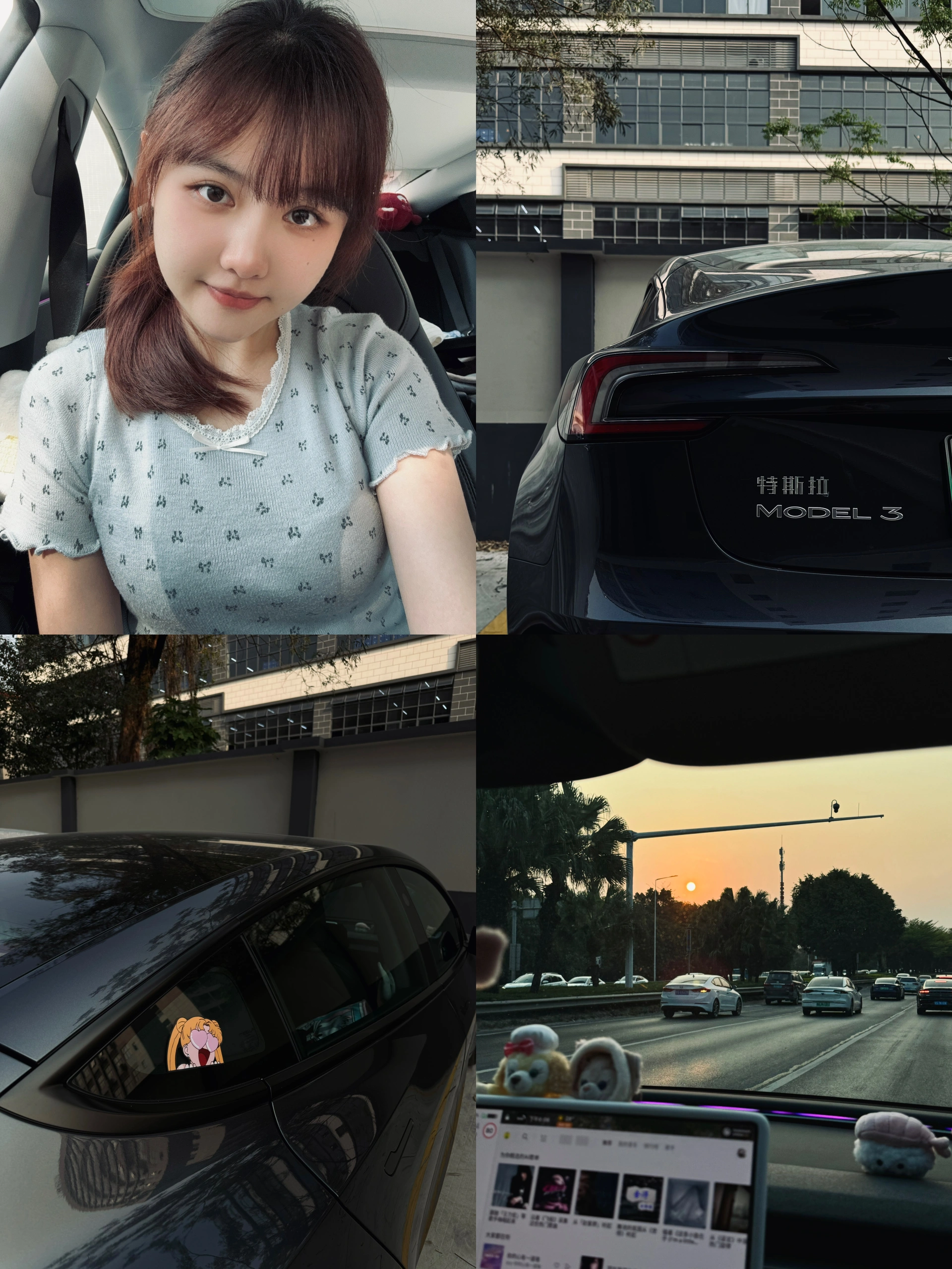 02年特斯拉女车主🚗｜周一Plog 大家好呀 翅翅又来打卡啦～
	
如果你赶不上凌晨五点的日出🌄
不妨看看傍晚六点的夕阳🌇
我的意思是
任何时间都不晚
#日落爱好者 #model3 #一人一件车载好物 #特别心动的车 #女孩子的车内饰 #开车当然要记录 #好好生活满电出发 @翅翅猛打方向盘