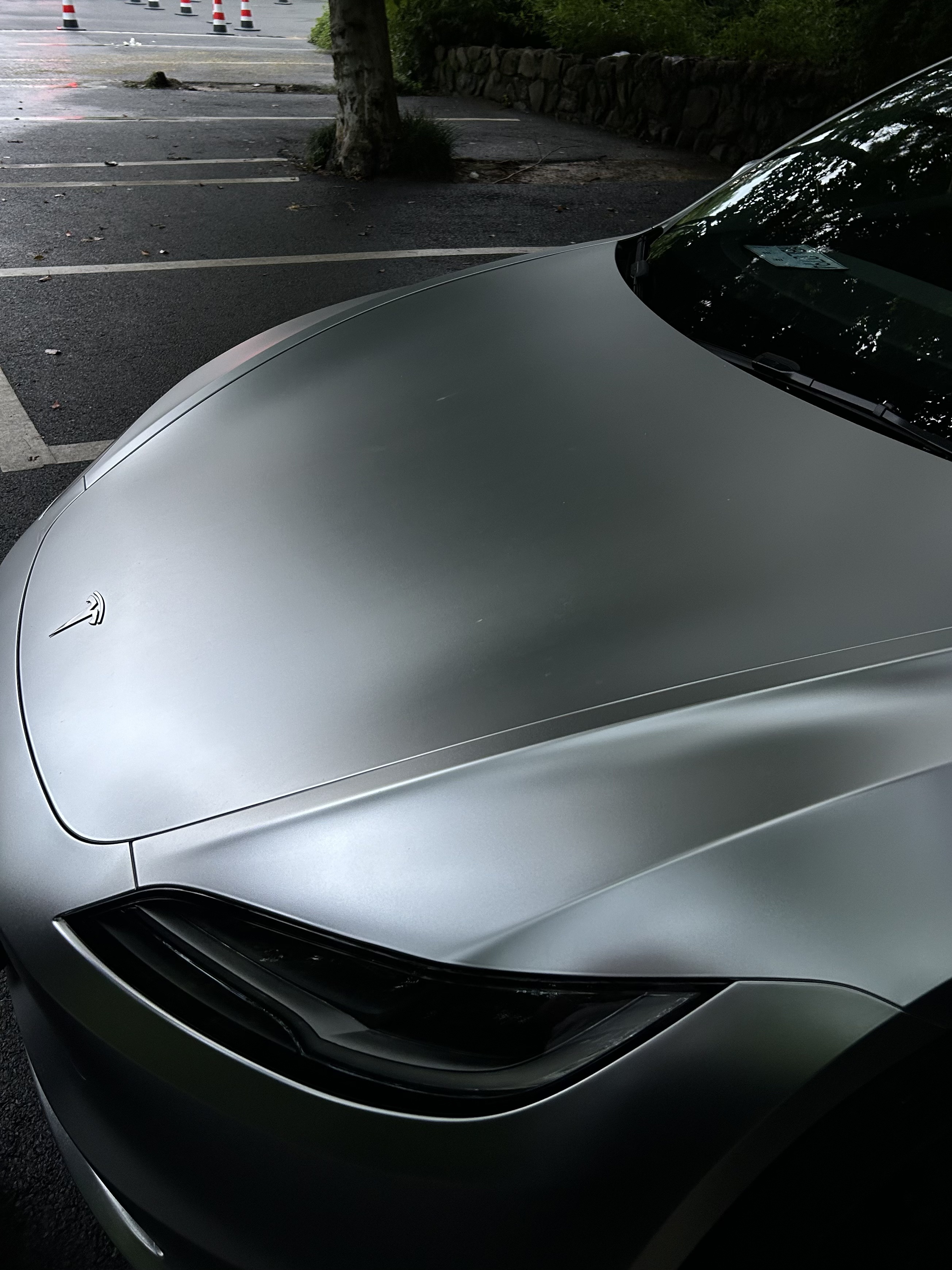 贴完膜的那一刻都值了 朋友说我提车拍的像广告一样！
这个颜色和下雨天也太配了点
天晴🌞是哑光的，下雨🌧️是镭射的
#tesla
#Model3
#是我的梦中情车 @KALIA