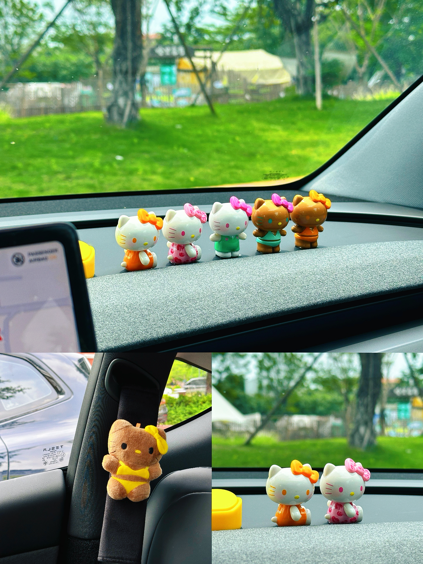 特斯拉毛胚装修🚗今日份可爱的kitty 买了特斯拉半个月要开始帮这毛坯房装修了
1️⃣最近top toy新出的夏日彩虹糖萌粒🍎
抽到了两只黑皮，坐着的也是超可爱
2️⃣安全带护肩套🎀
安全带有点