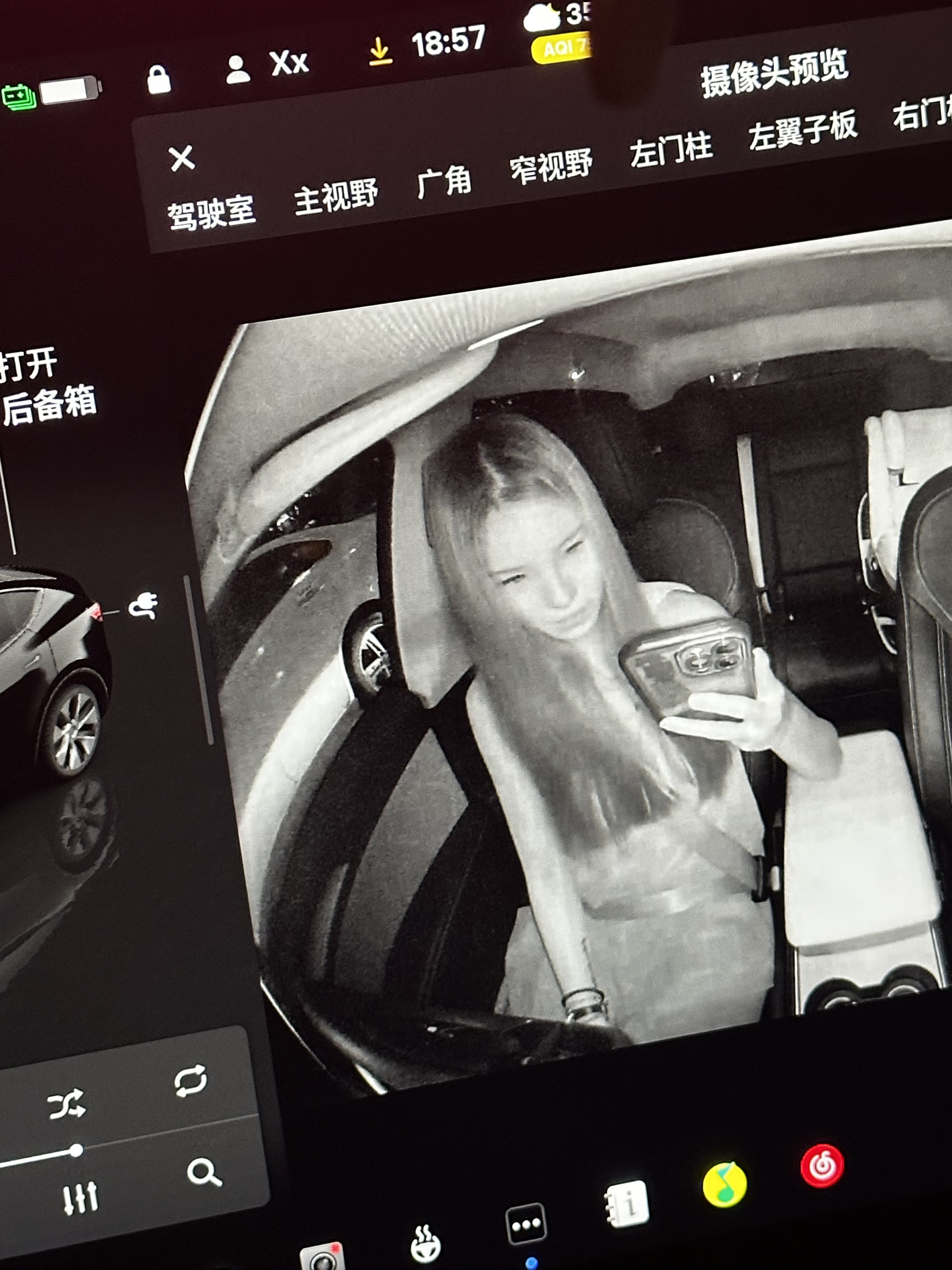 特斯拉自拍，就我是女鬼风吗 为什么我拍出来像！女！鬼！#特斯拉更新#特斯拉 @小熊娅欣