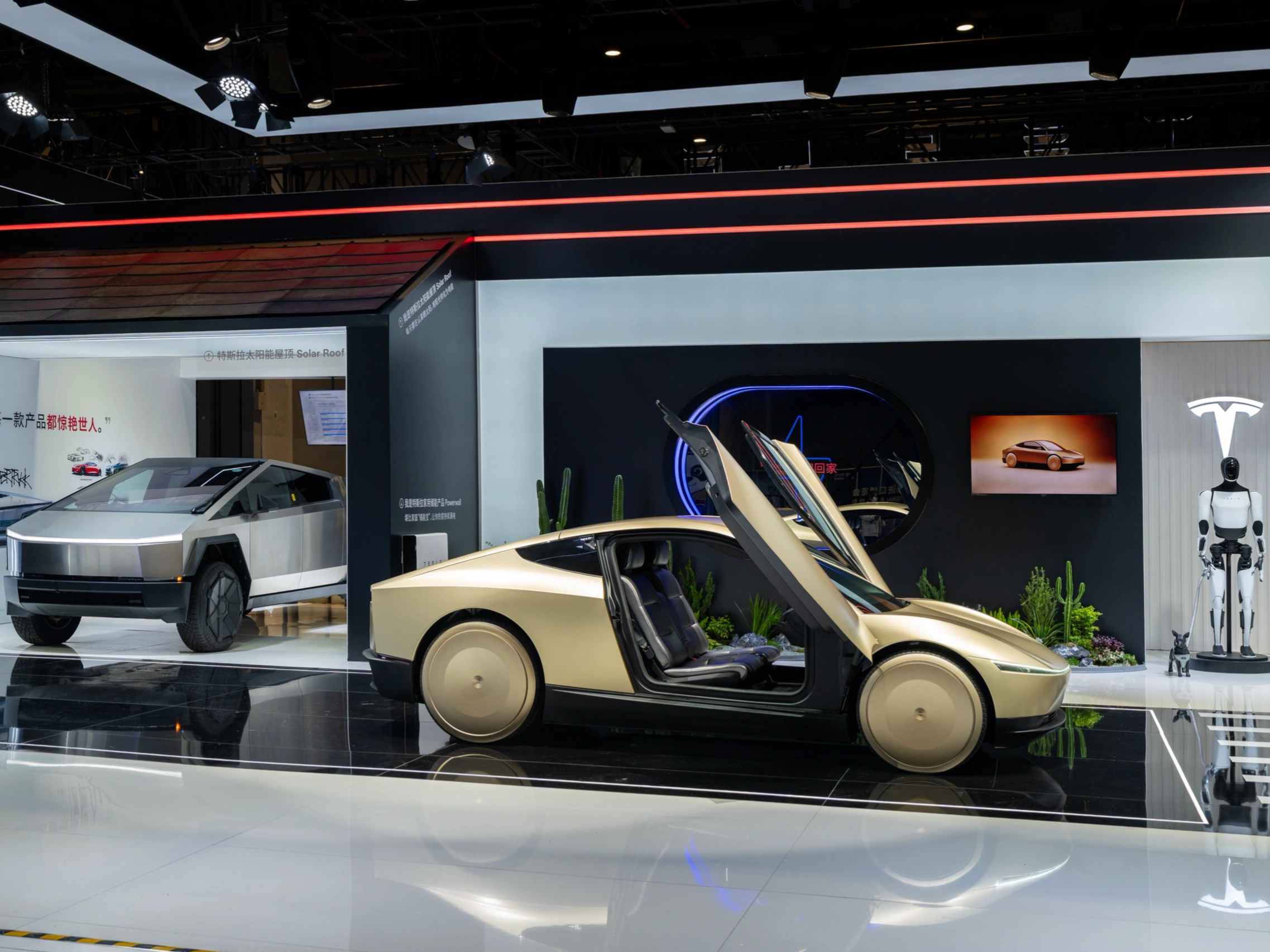 进博会现场“剧透”来啦！ 抢先看看特斯拉带来了什么[偷笑R]
	
🚕 Cybercab赛博无人驾驶电动车（亚太首秀）
🤖 特斯拉人形机器人
📐 赛博越野旅行车
🚘 Model Y L & V4超级充电桩
☀️太阳能屋顶Solar Roof &家用储能产品Powerwall
……
更多惊喜等你发现！
从出行到生活，这阵容
刷新你对智能生活的所有想象[哇R]
	
📅 11月5日-10日
📍 上海国家会展中心 2.1号馆
科幻正照进现实，邀您一同见证🎉
	
#加速世界迈向可持续的富足  #特斯拉Cybercab亚太首秀 @特斯拉