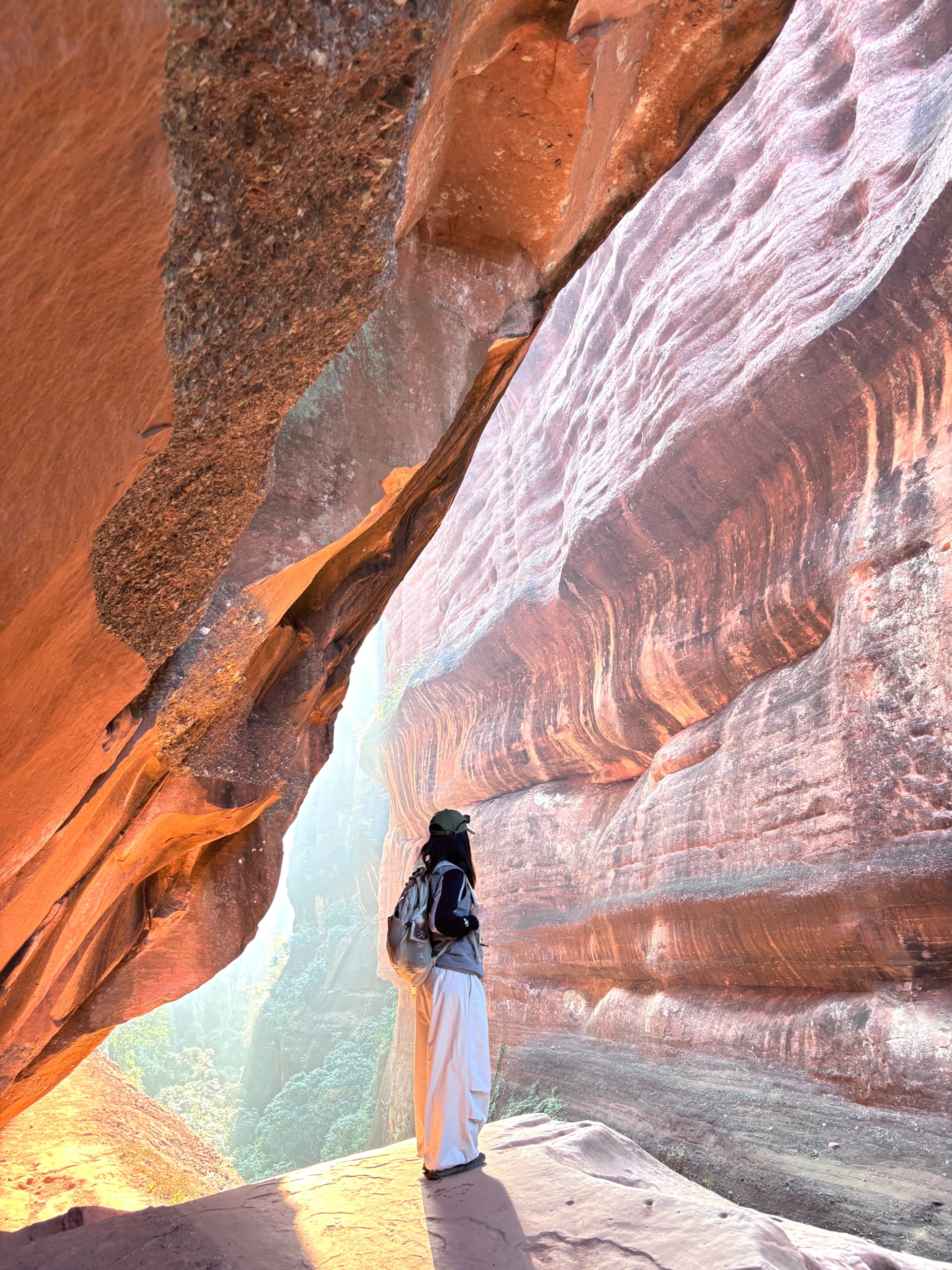 韶关野丹霞｜包出片的呀🤓 环线全程16公里，爬升700+，耗时约 8h
起点导航：韶关丹霞山龙坑农庄
	
新手友好，部分路段需要攀爬，最好带上手套和长衣长裤，大部分都有遮荫，原始森林感拉满。
👍�